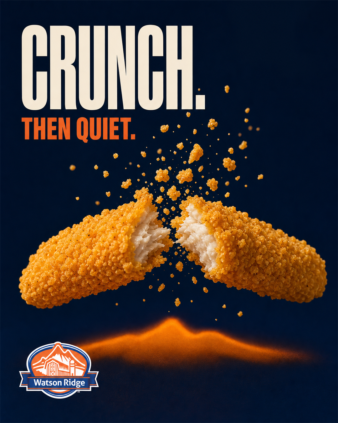 Watson Ridge crispy chicken social post: Crunch, then quiet