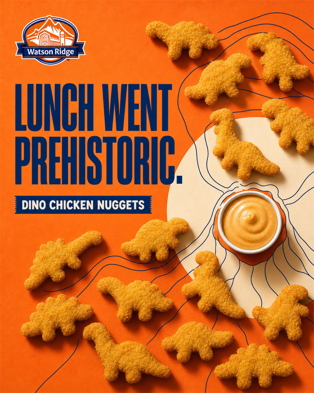 Watson Ridge dino nuggets social post: Lunch went prehistoric