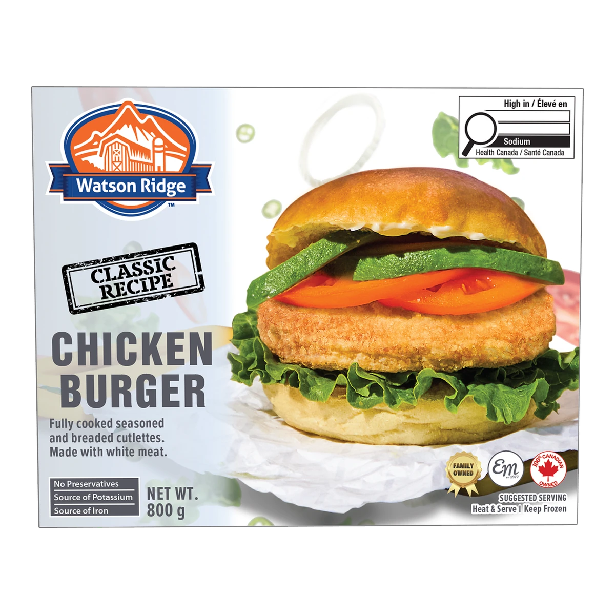 Watson Ridge Chicken Burgers, SKU 93357