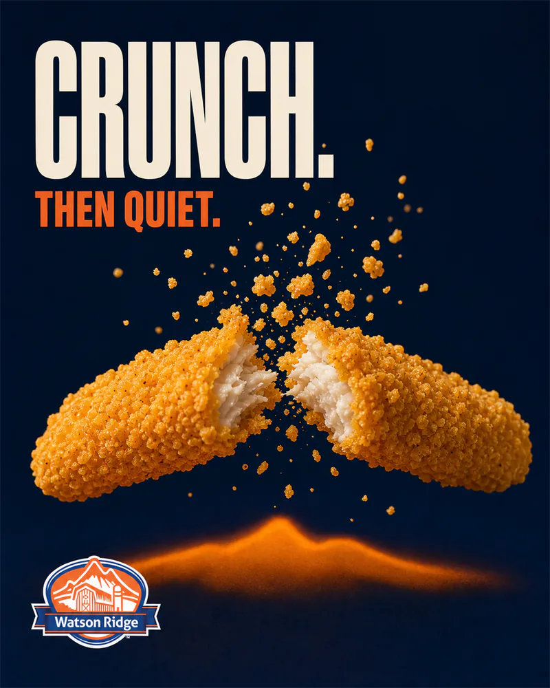 Watson Ridge social post: Crunch. Then Quiet.